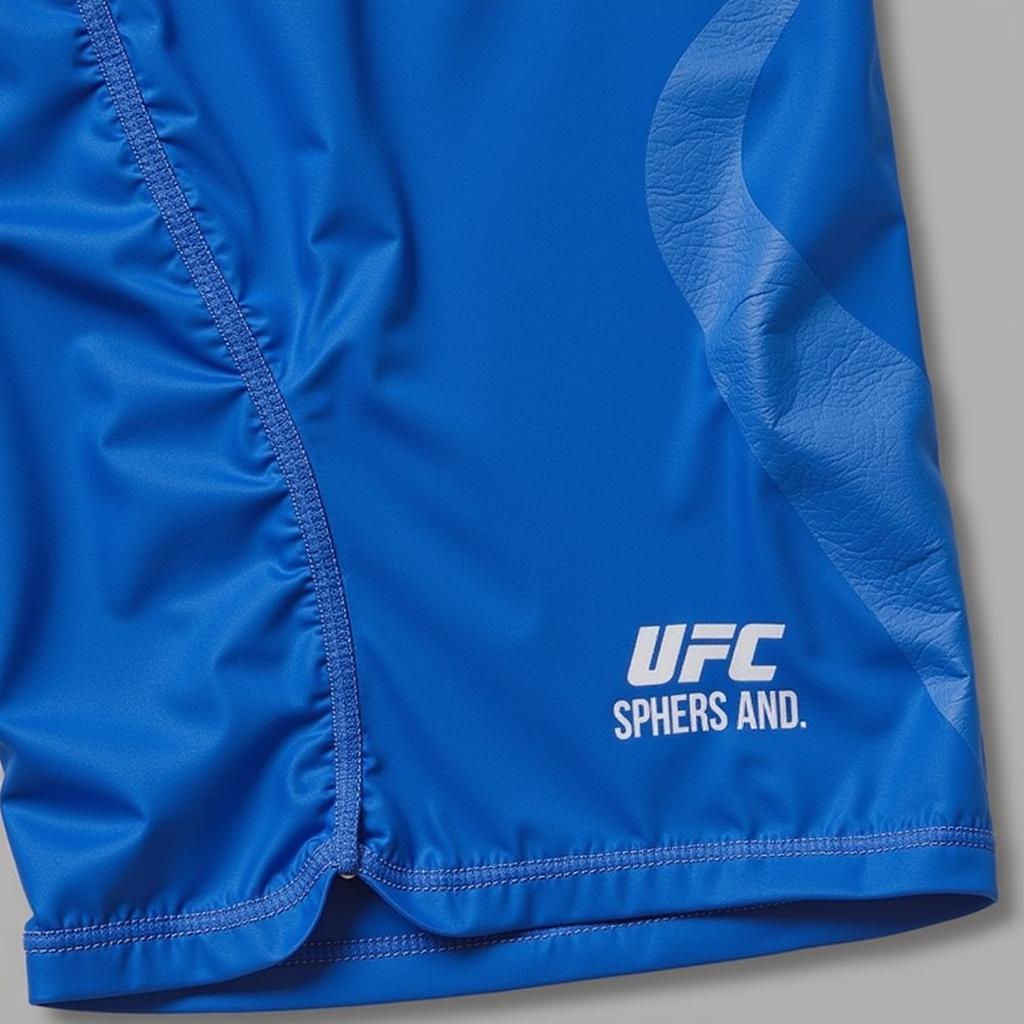 Close up of blue UFC shorts design