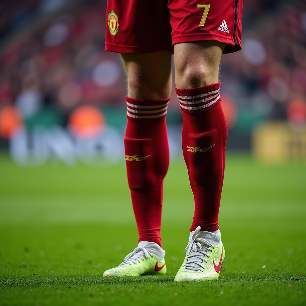 Detailed view of football socks with clear numbering