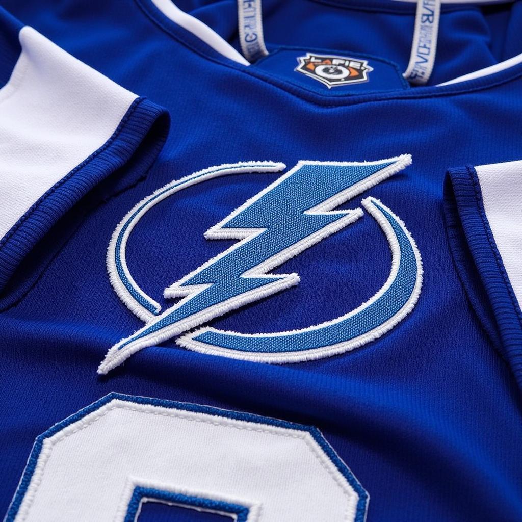 Detailed view of the stitching and embroidery on an Andrei Vasilevskiy jersey