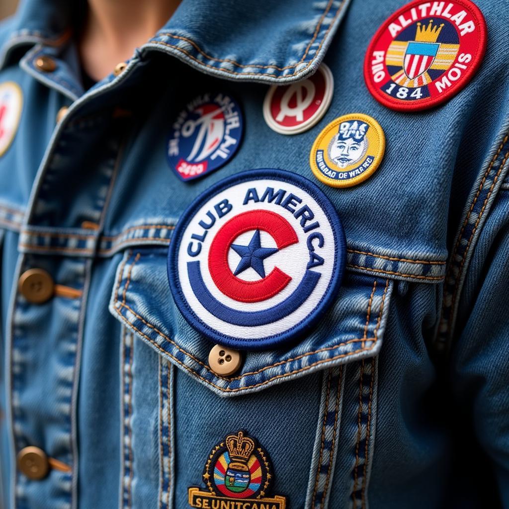 A Club America patch prominently displayed on a denim jacket