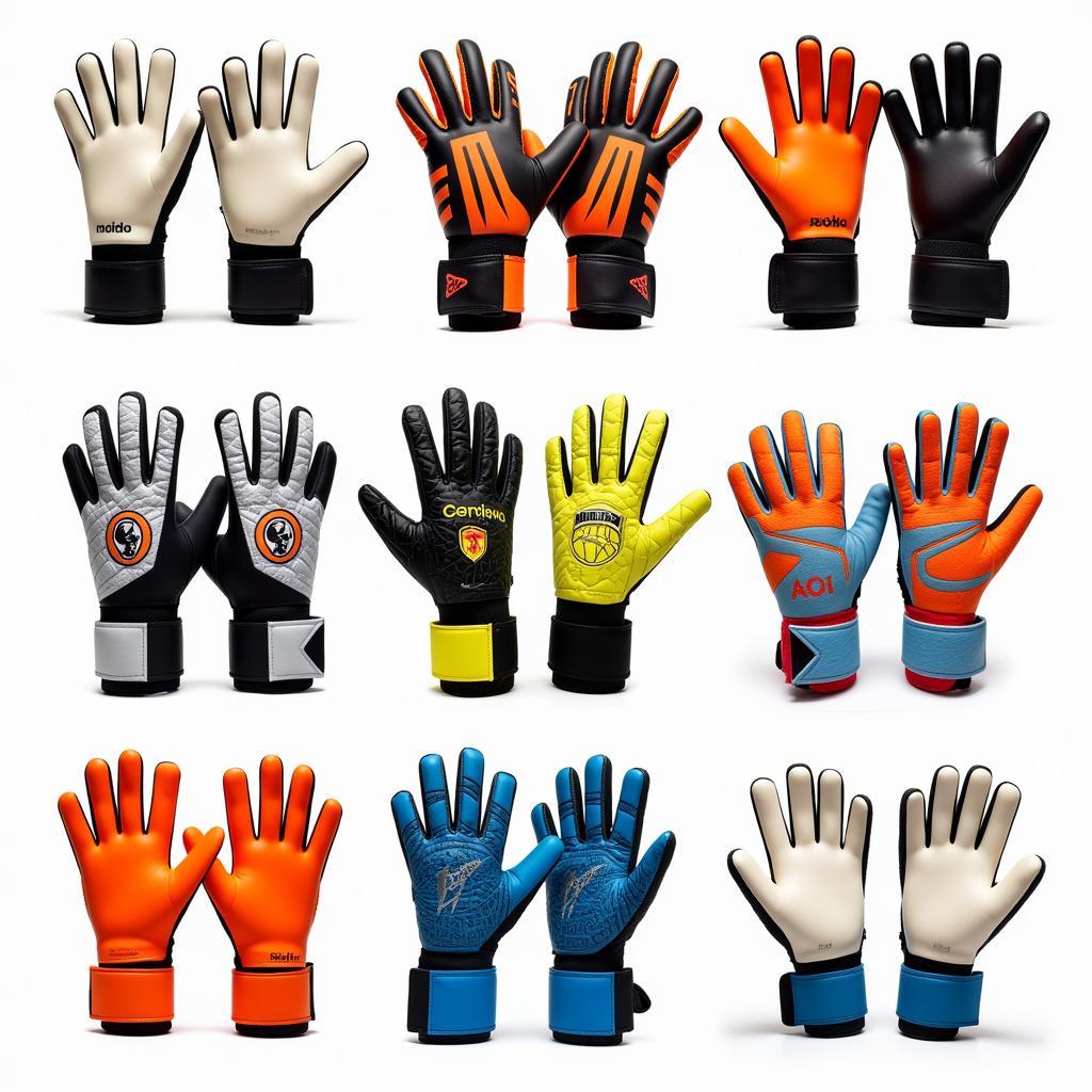 A wide range of club gk gloves on display.