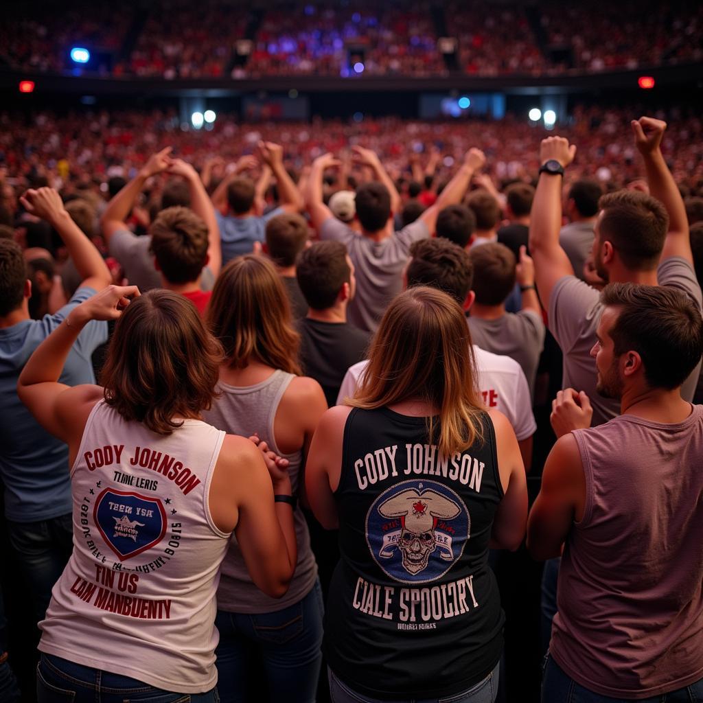 Fans Wearing Cody Johnson Tank Tops at a Concert