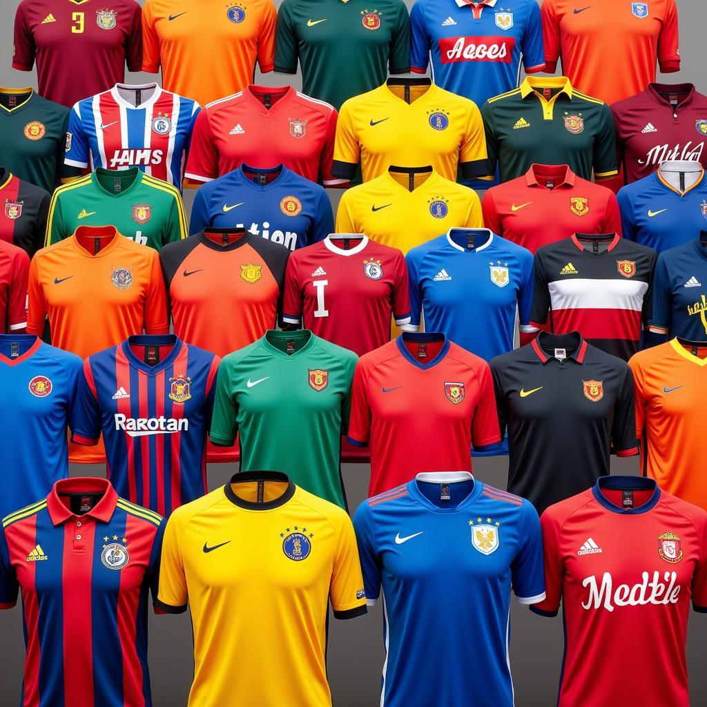 Football Jerseys of Different Color Teams