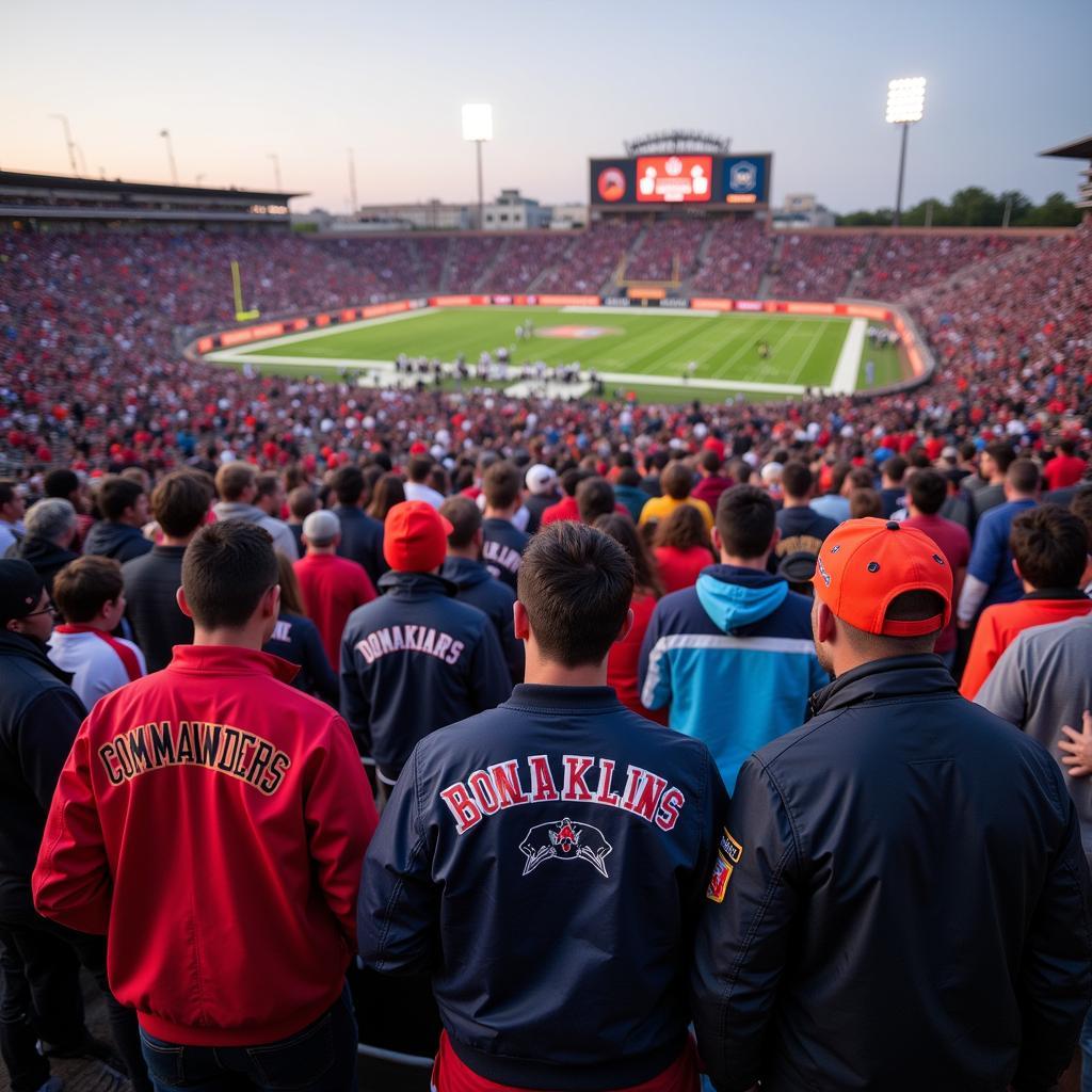 Commanders Fans Sporting Bomber Jackets at a Game