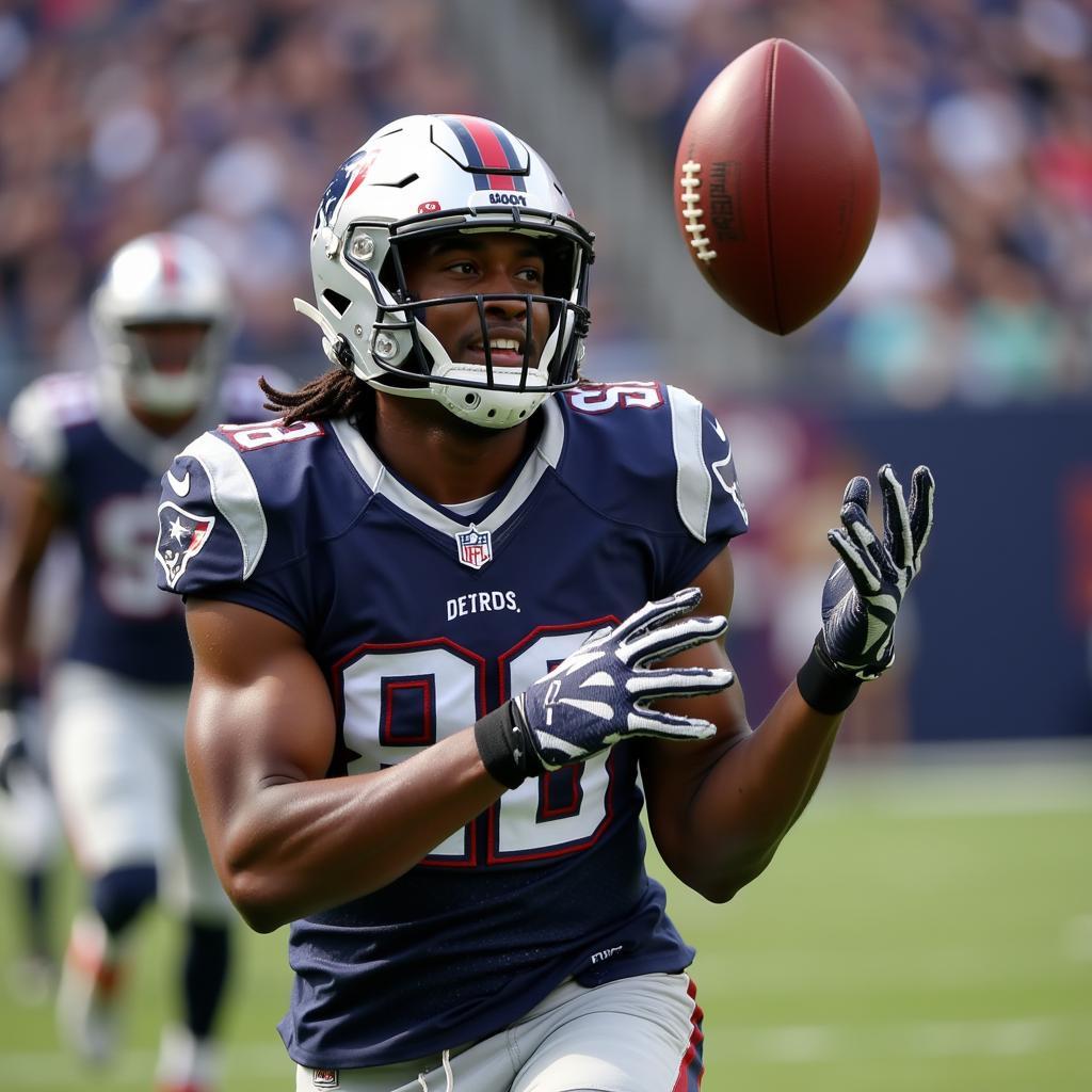 Confident Receiver Wearing a Facemask