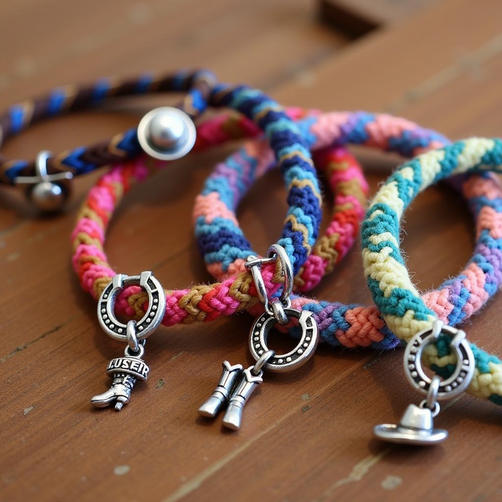 Friendship bracelets with country-themed charms