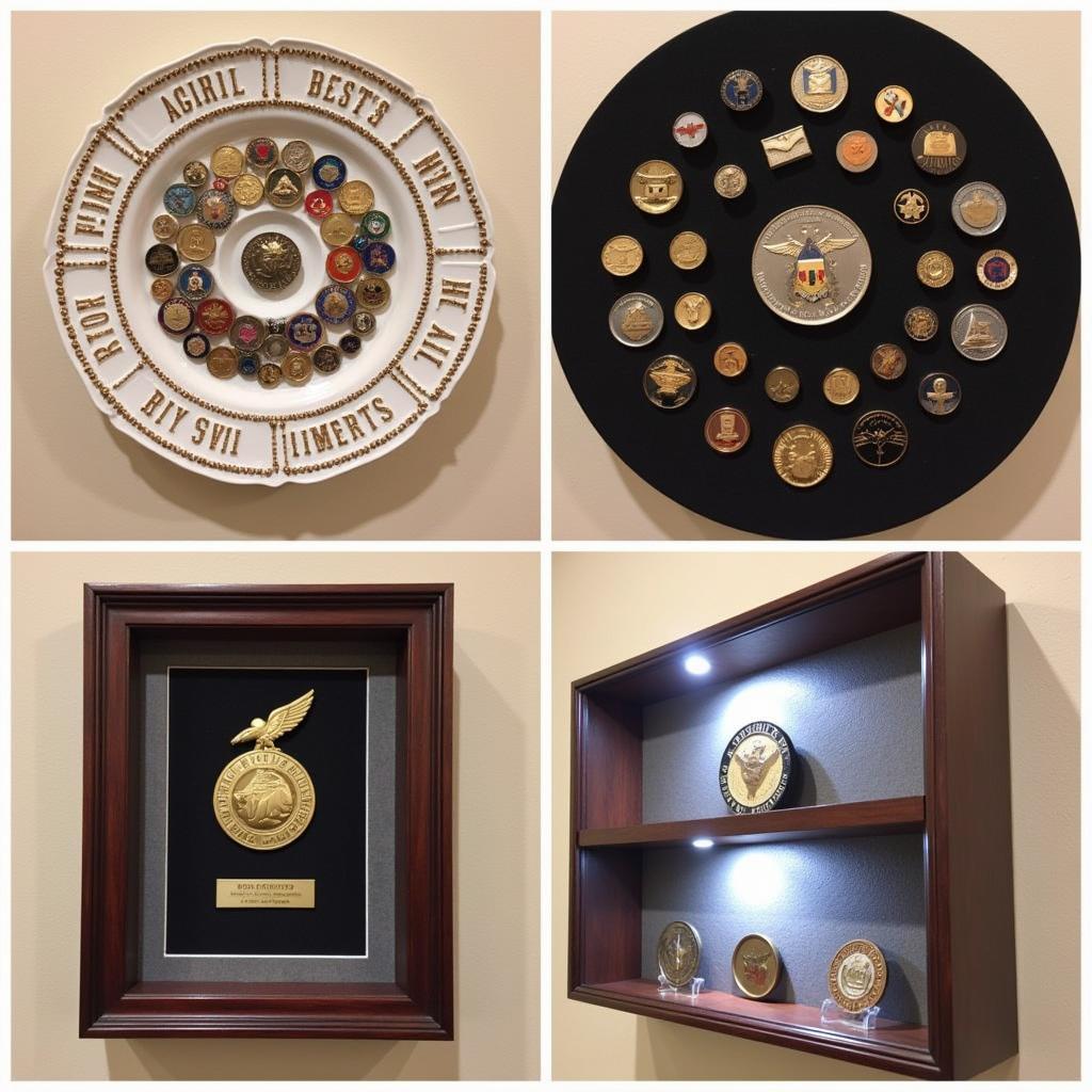 Unique challenge coin display arrangements