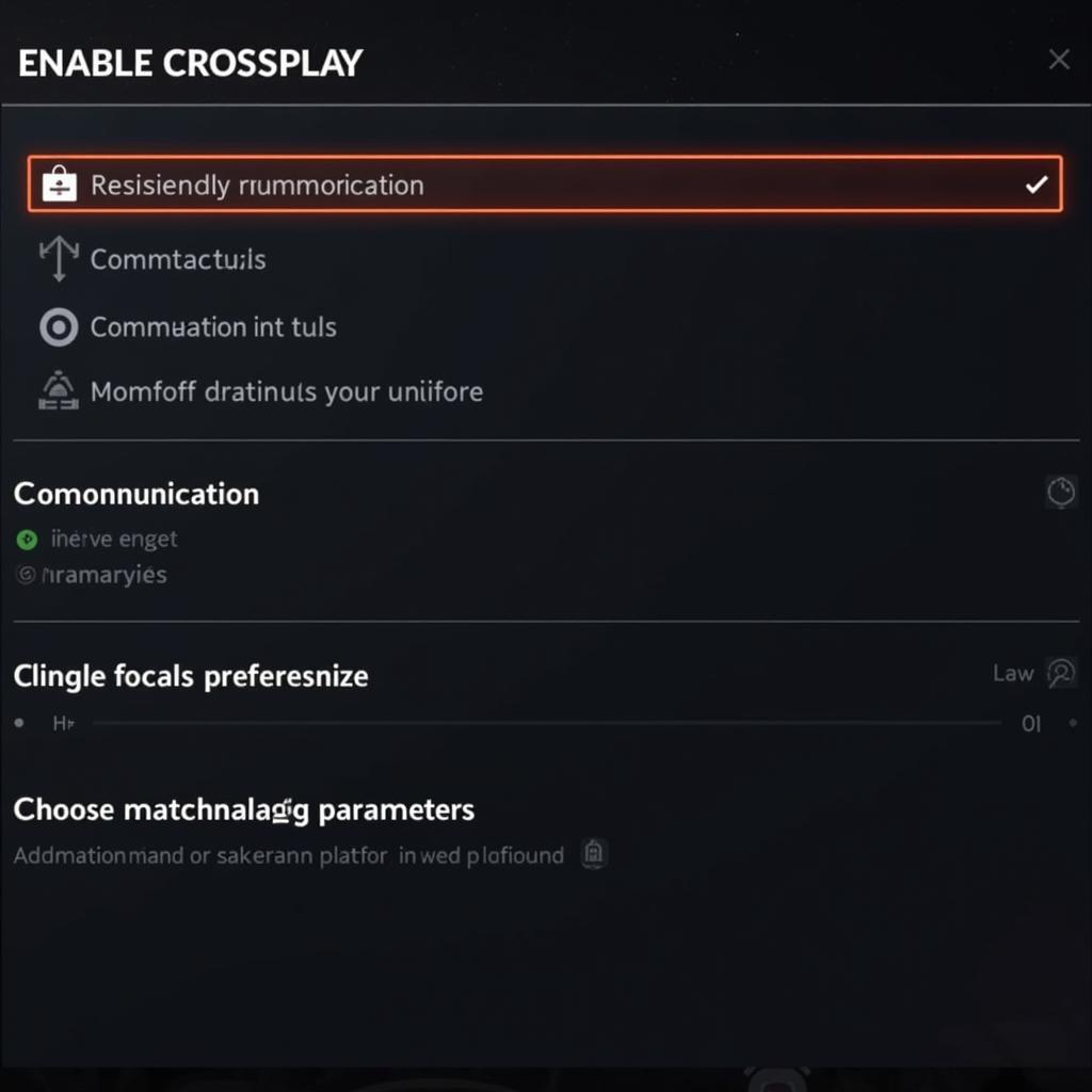 Navigating crossplay settings