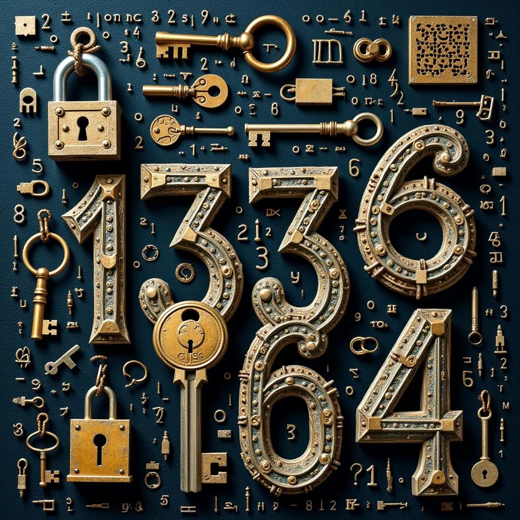 Conceptual image representing cryptography and the sequence 13536164