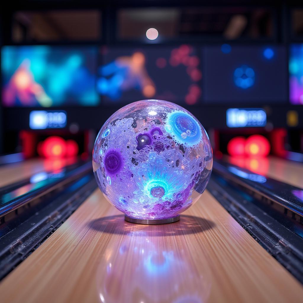 Close-up of a crystal bowling ball