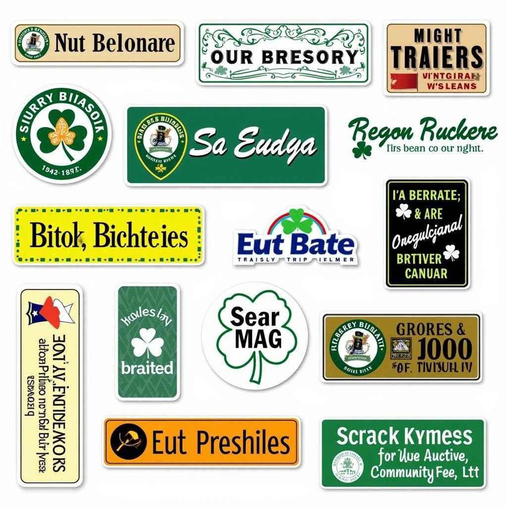 Examples of custom-designed Irish bumper stickers