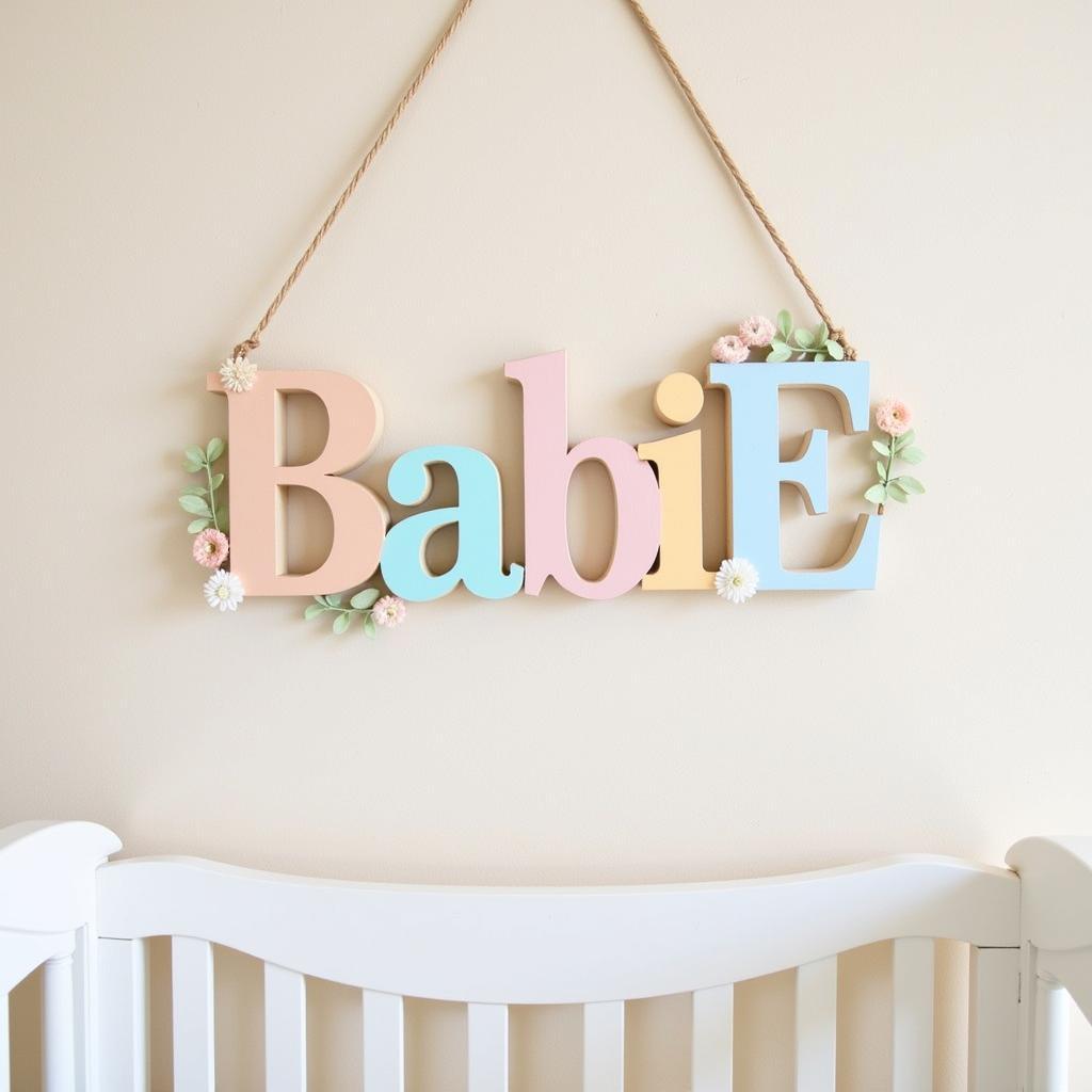 Wooden custom name sign for a baby nursery