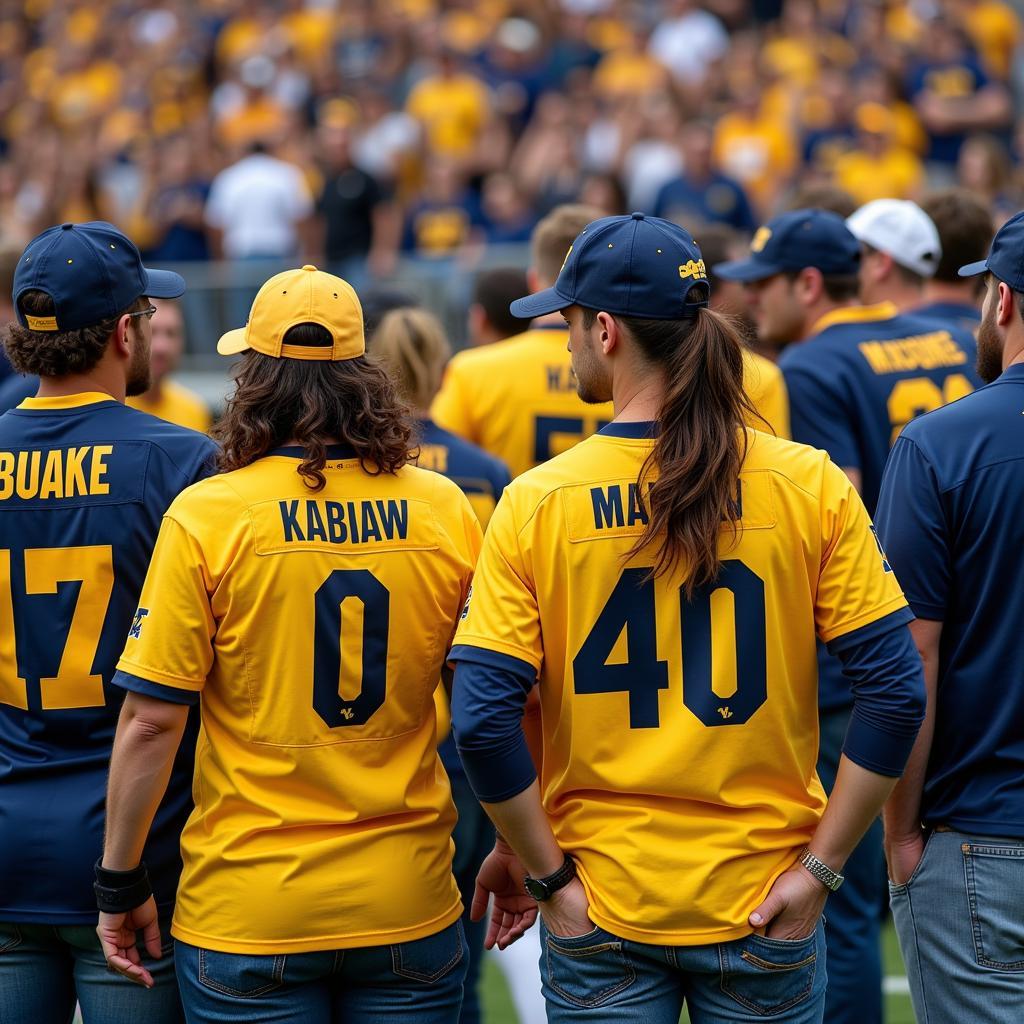 WVU Football Fans Sporting Custom Jerseys