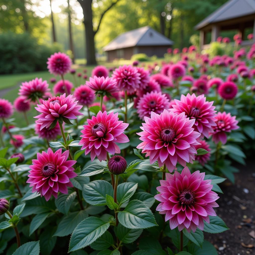 A Garden Filled with Berry-Colored Dahlias