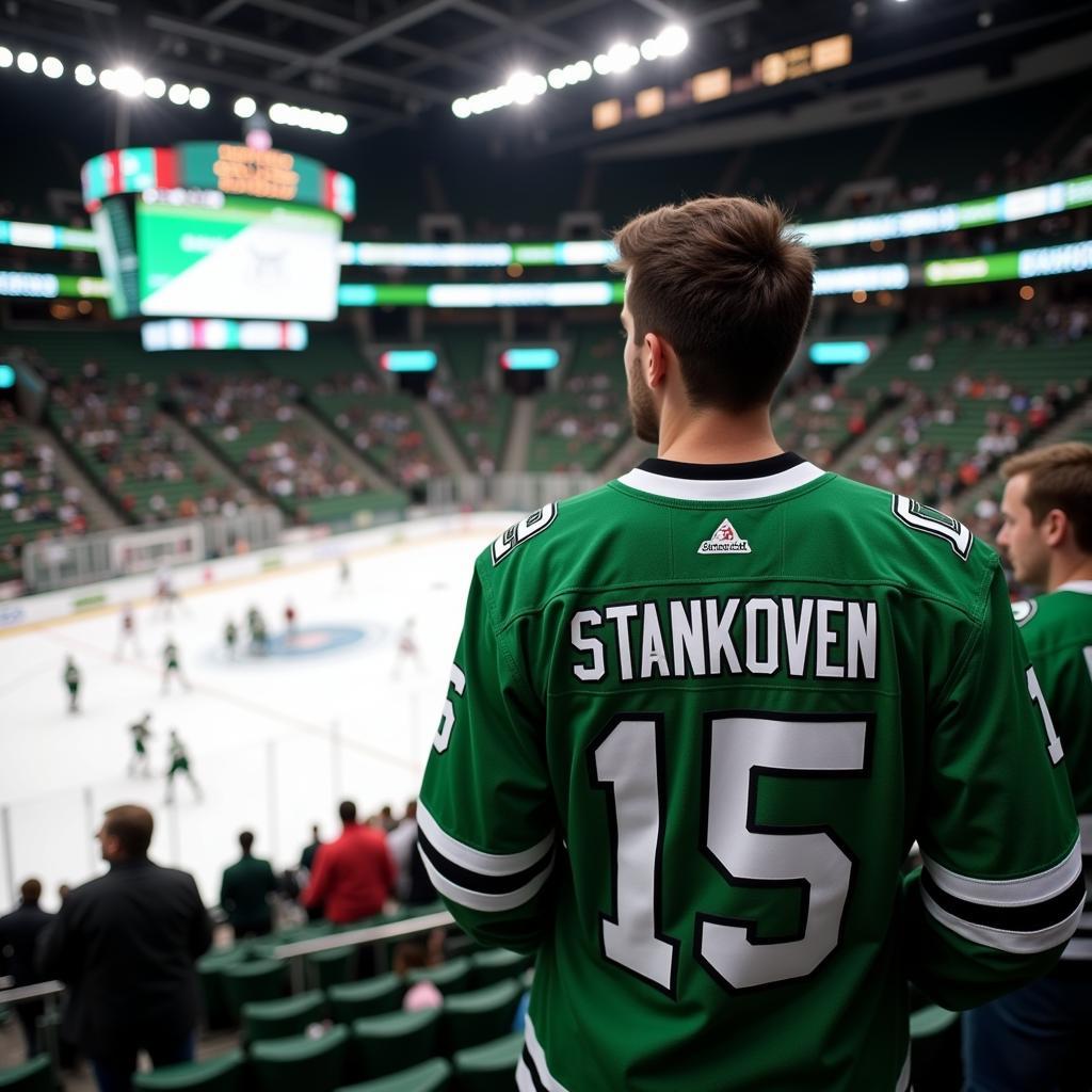 Stankoven jersey at a Dallas Stars home game