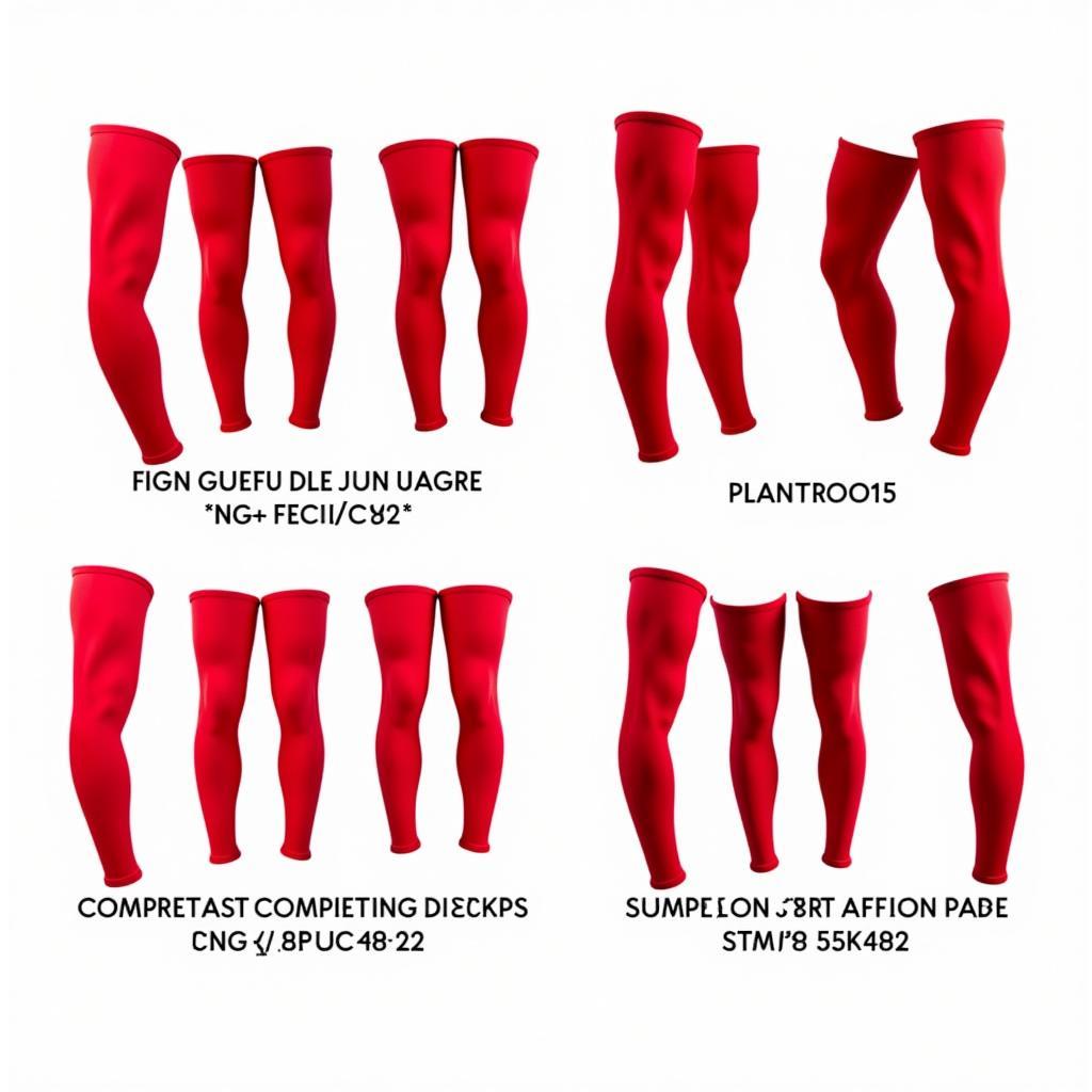 Different styles of red compression sleeves