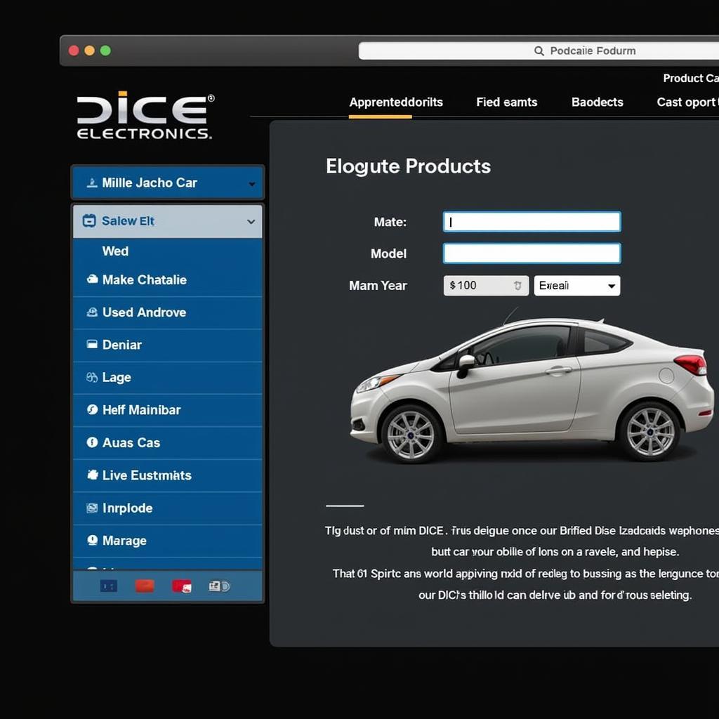 Dice Electronics product selector tool on website