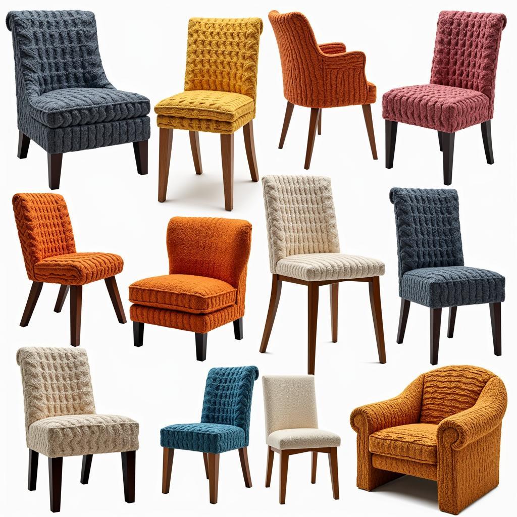 Variety of knitty chair designs and materials