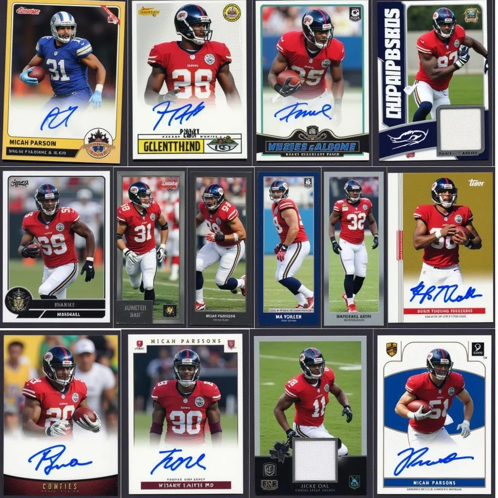 Various types of Micah Parsons football cards