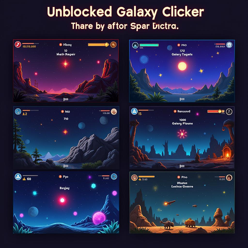 Screenshots of different types of unblocked galaxy clickers