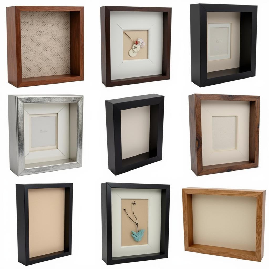 Different types of shadow boxes for medal display