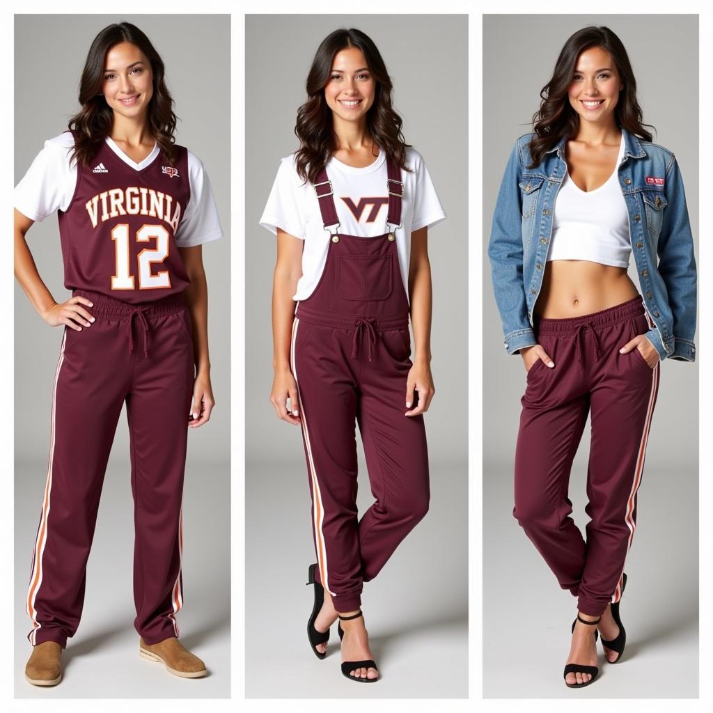 Examples of different ways to style Virginia Tech overalls