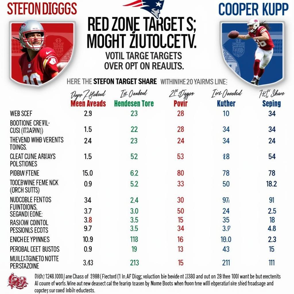 Diggs and Kupp Red Zone Targets