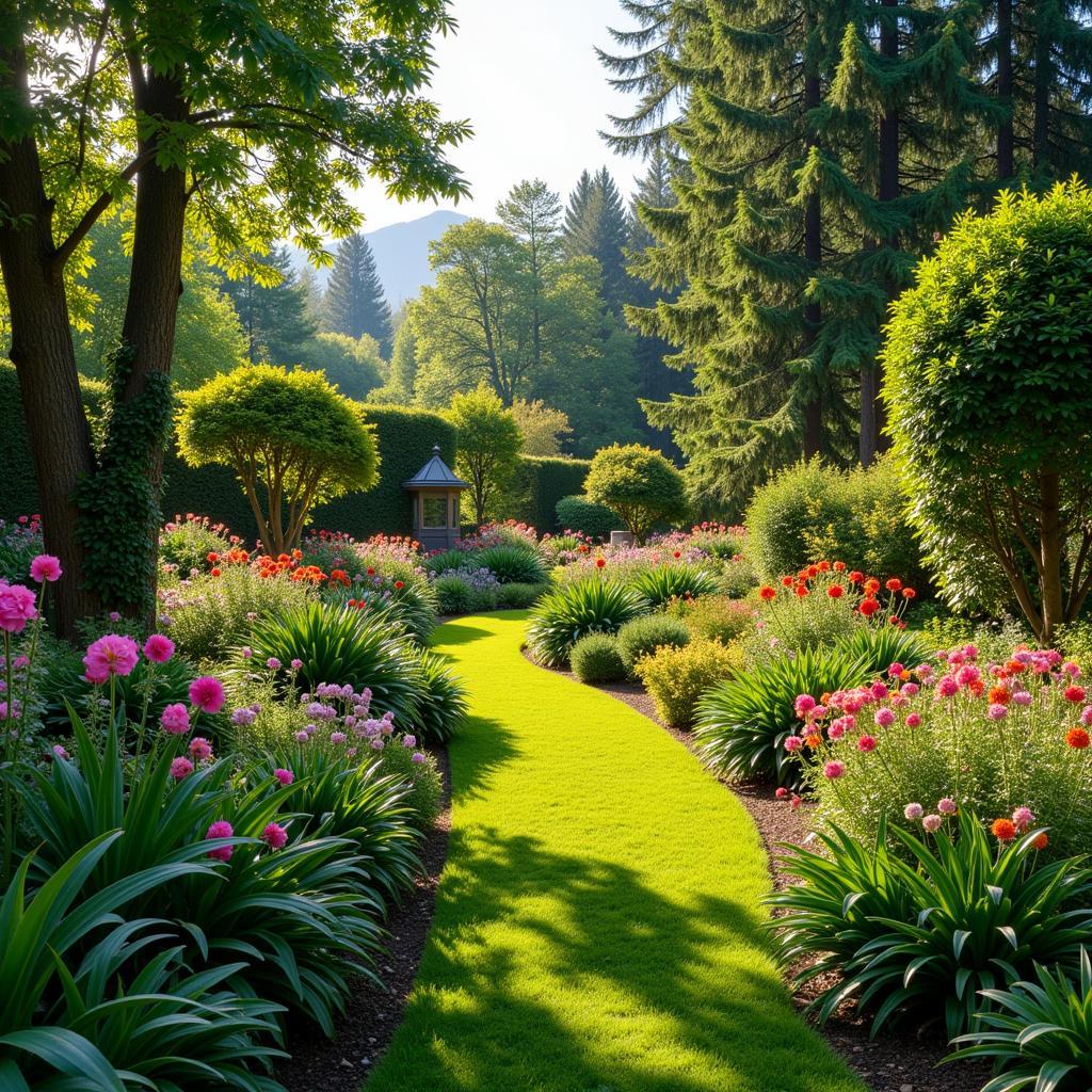 Thriving Garden with Diverse Plants