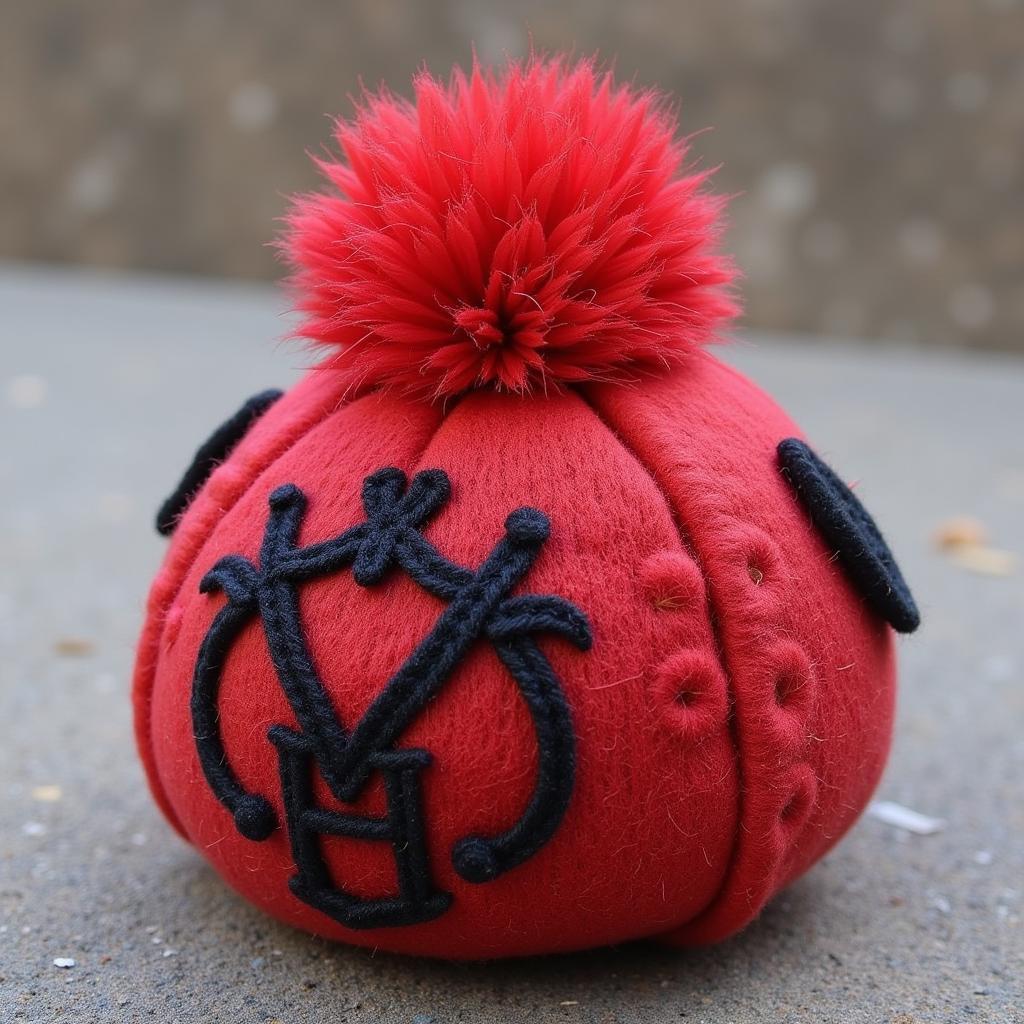 DIY felt pom decorated with Yamal's initials