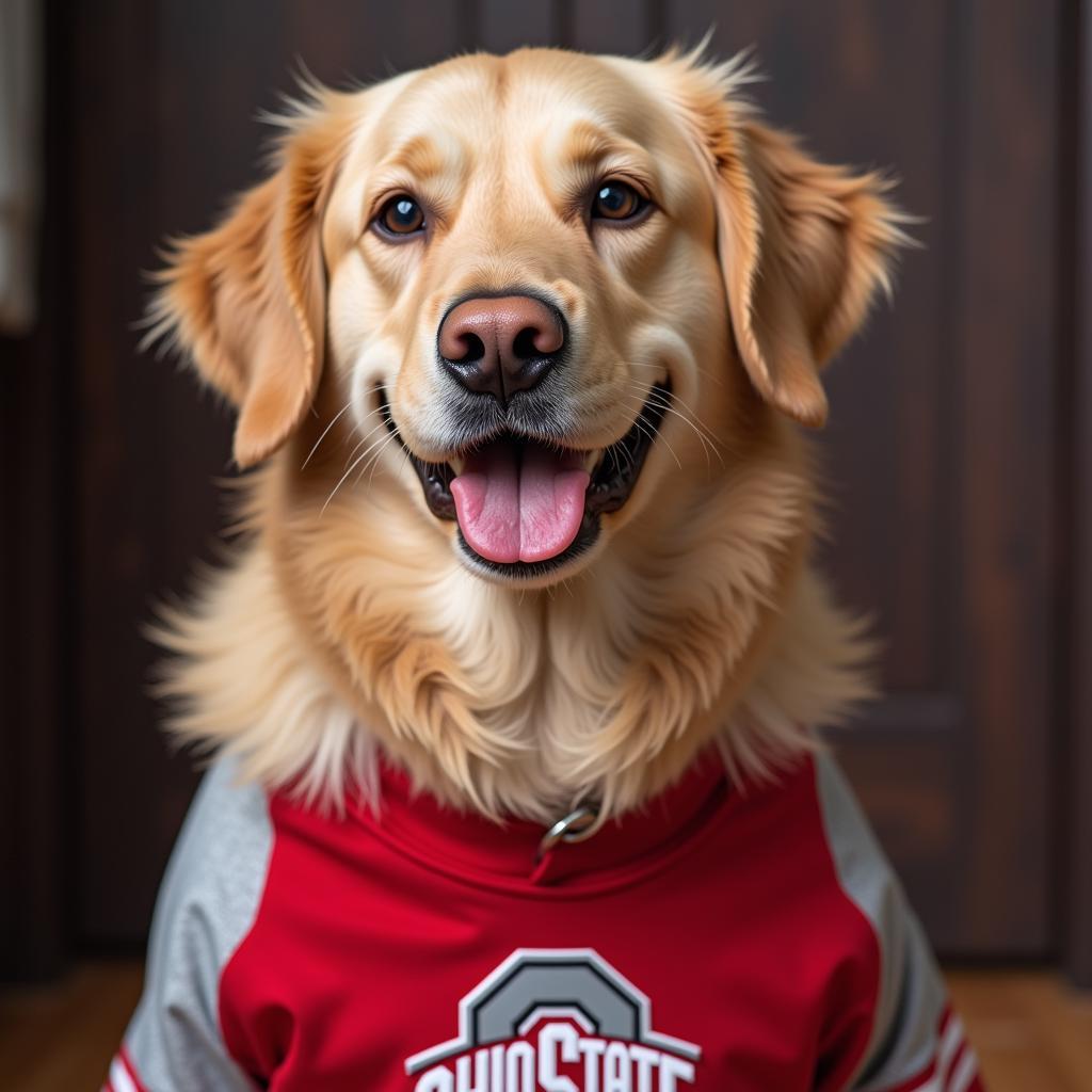 Dog in Ohio State Jersey