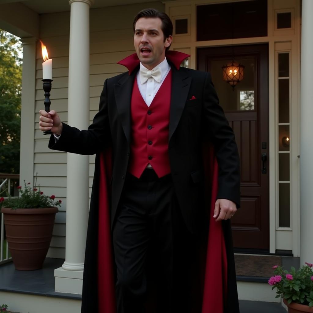 Man dressed as Dracula for Halloween