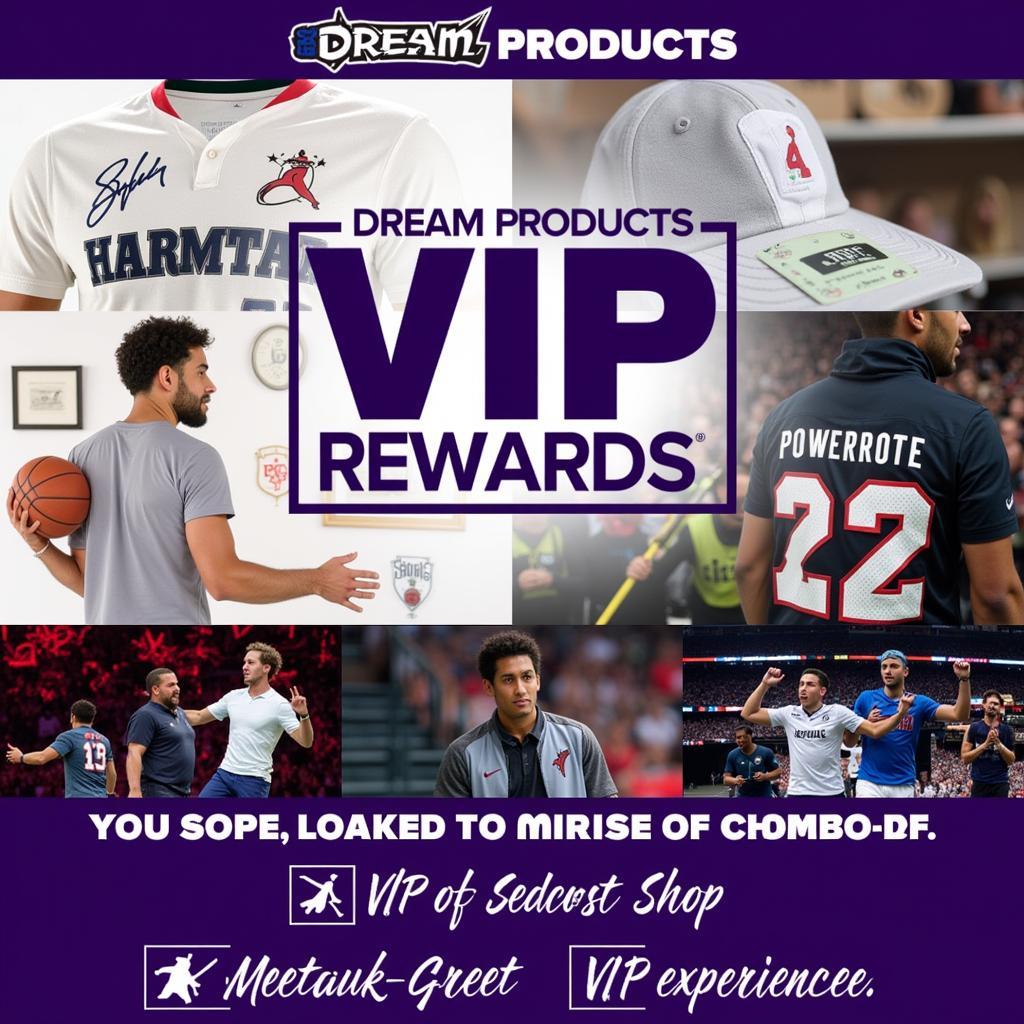 Dream Products VIP Rewards banner showcasing exclusive merchandise and experiences