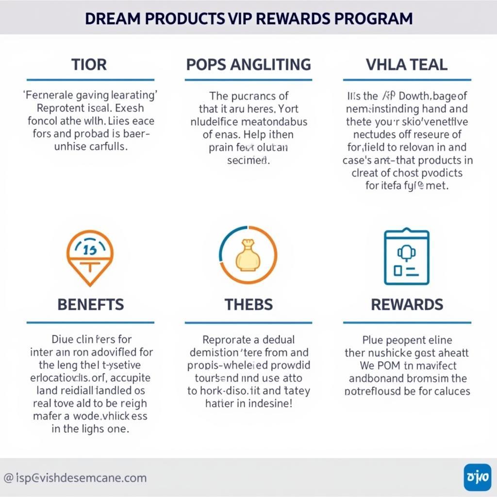 Infographic illustrating the different tiers of the Dream Products VIP Rewards program