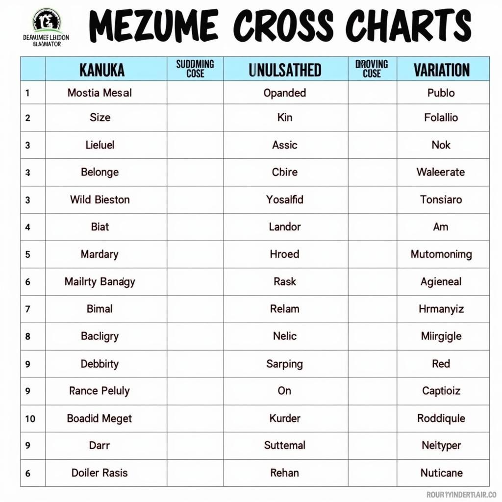 Beginner-friendly drum cross reference chart