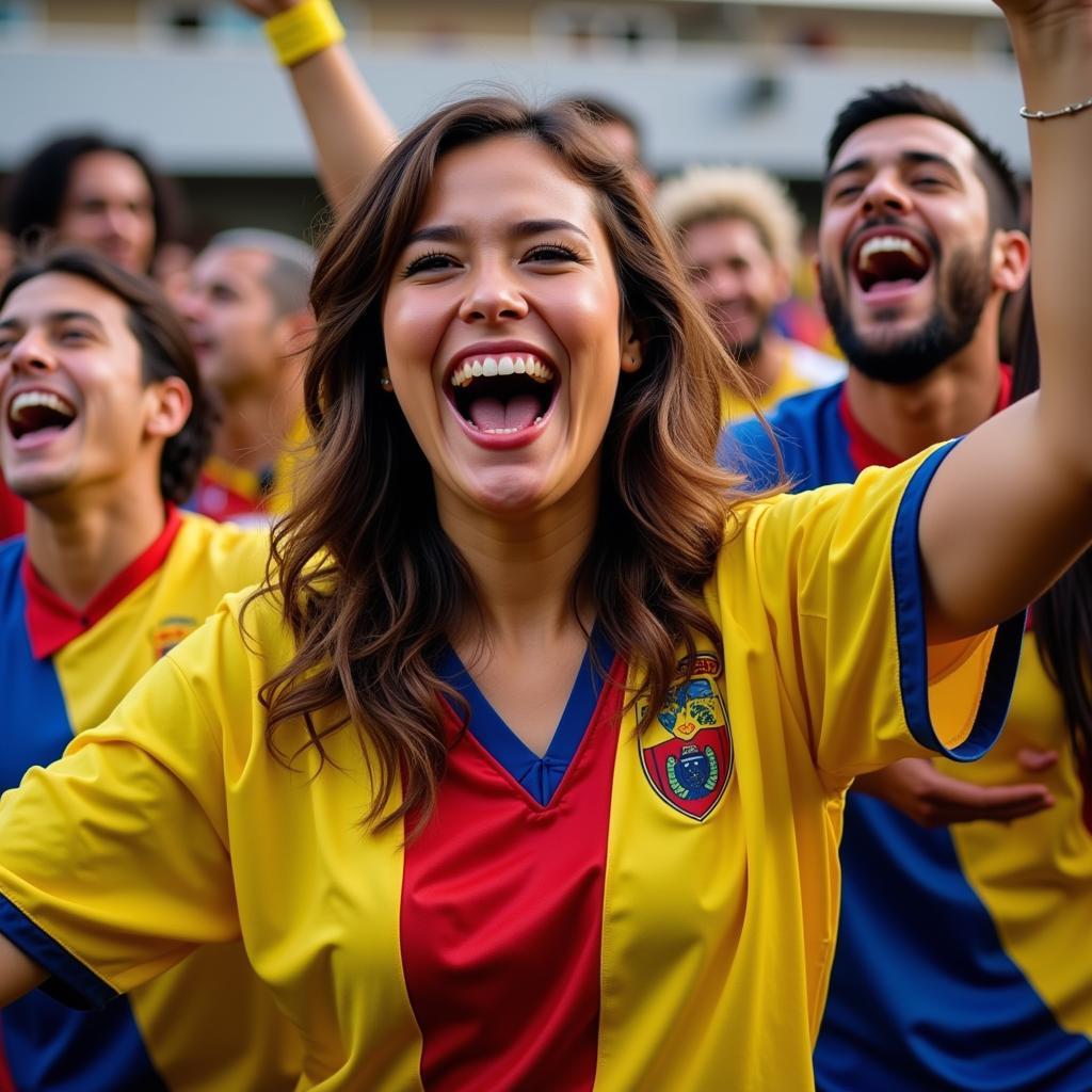 Ecuadorian fans celebrating a goal