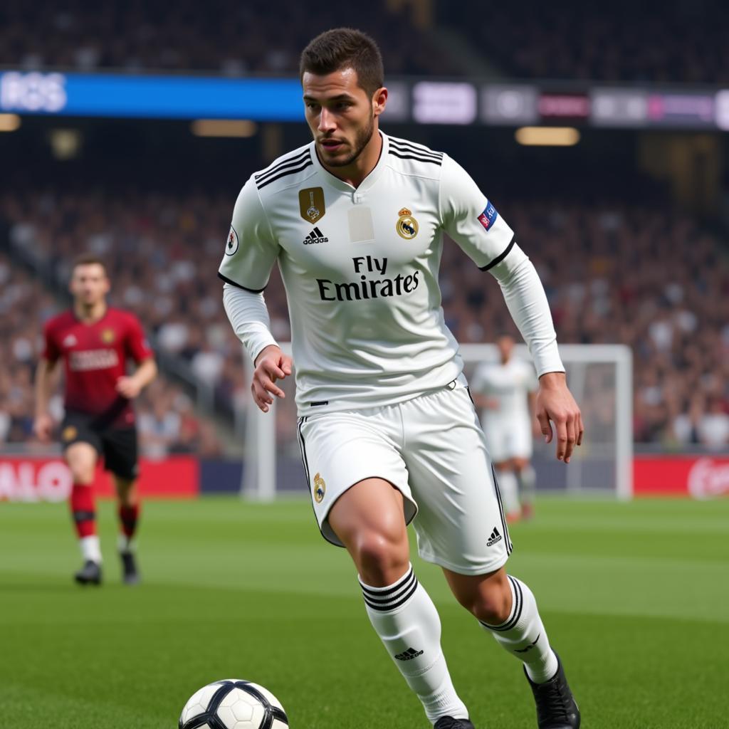 Eden Hazard showcasing his dribbling skills in FIFA 24.