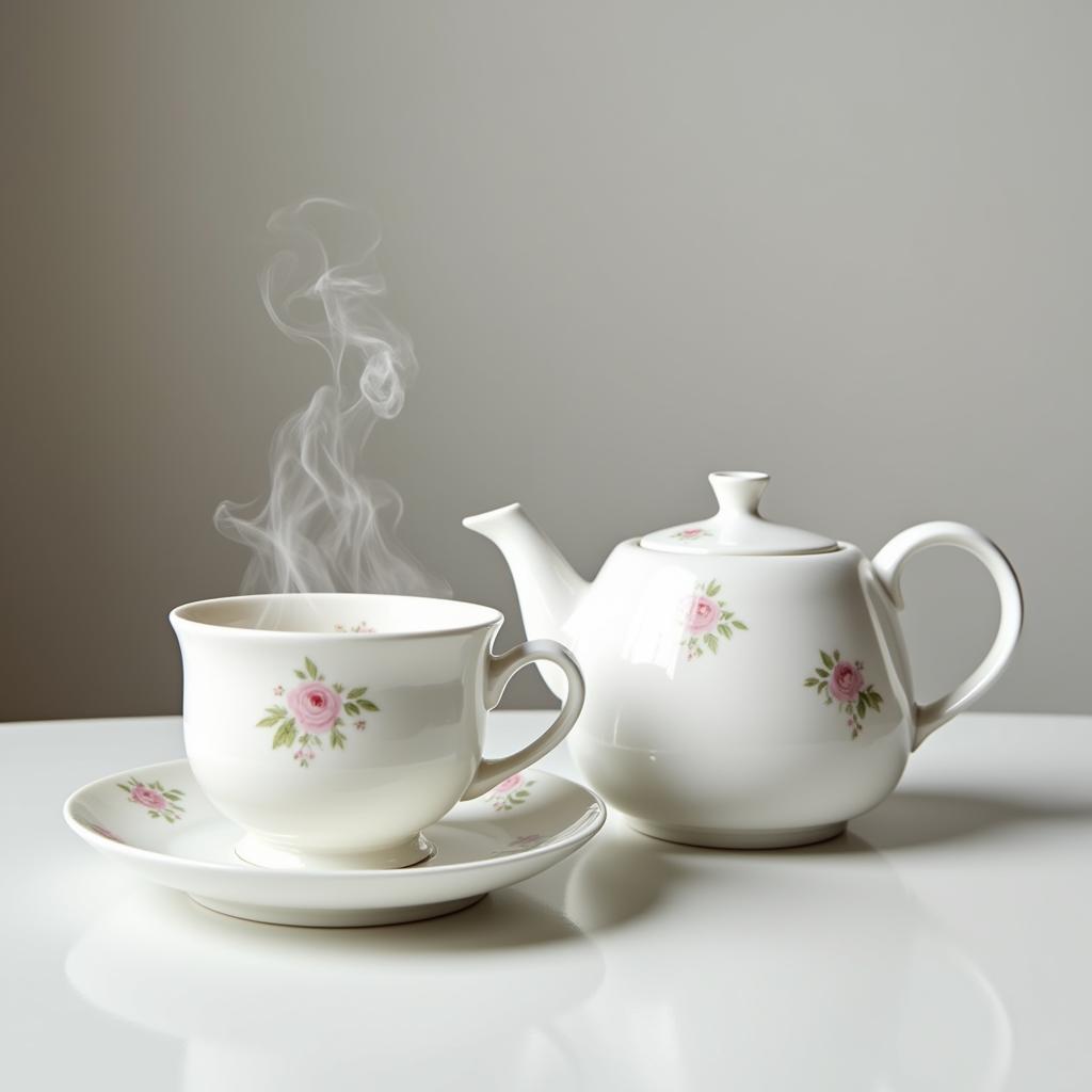 Elegant tea pot and cup set