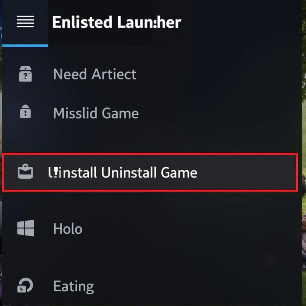 Uninstalling Enlisted through Game Launcher