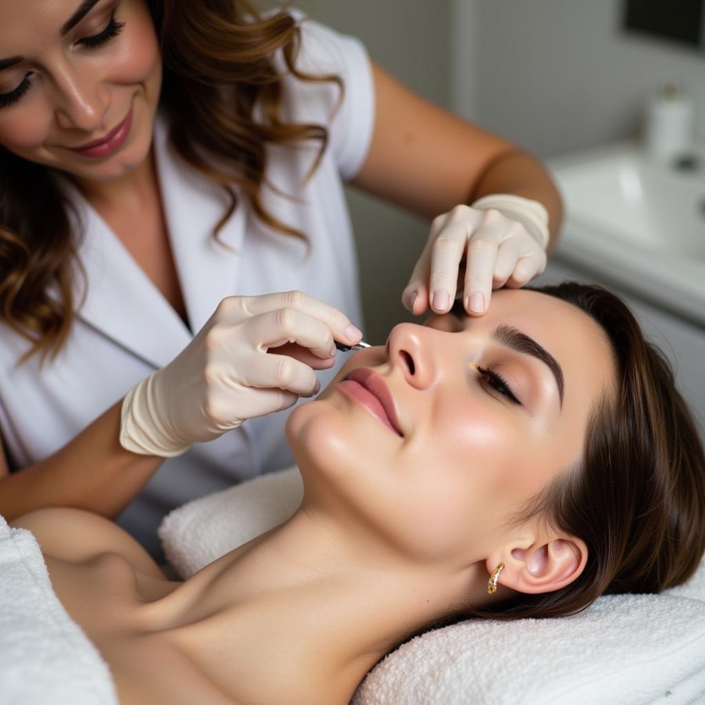 Esthetician Performing a Facial Treatment