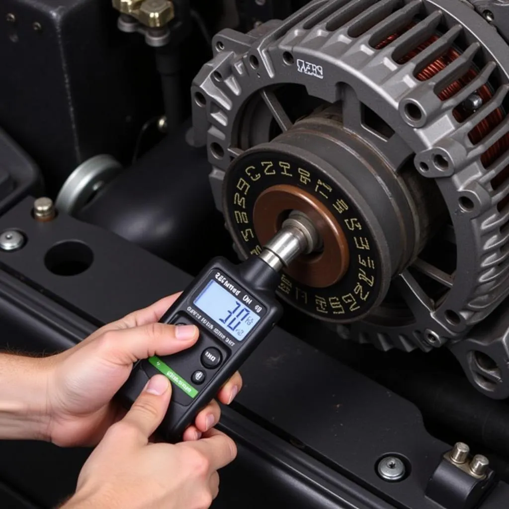 Mechanic Inspecting Evo X Alternator Belt