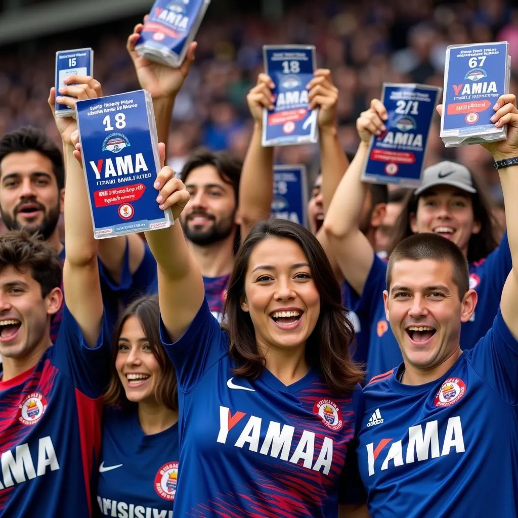 Excited Fans Holding Yamal's Legacy United 4 Pack