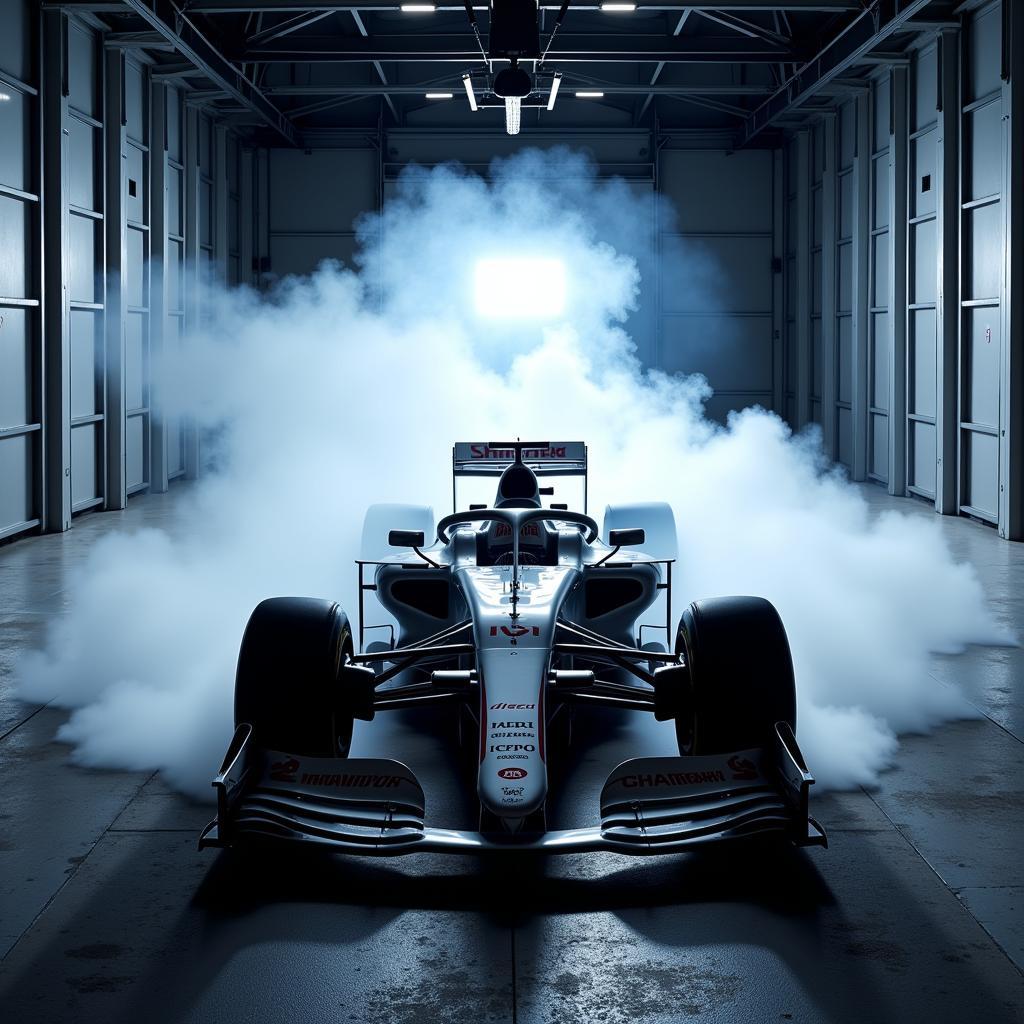 F1 car in wind tunnel