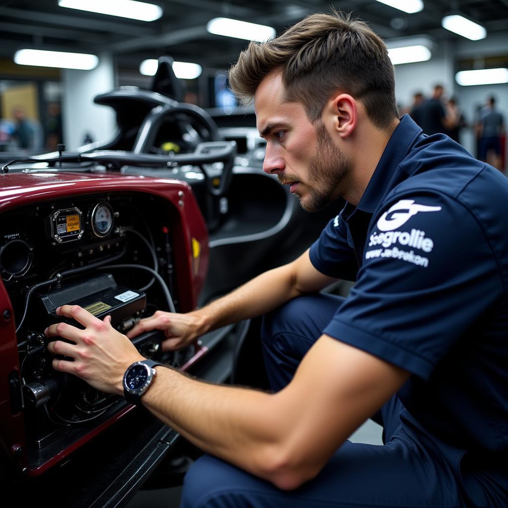 Formula 1 Engineer Working on Battery