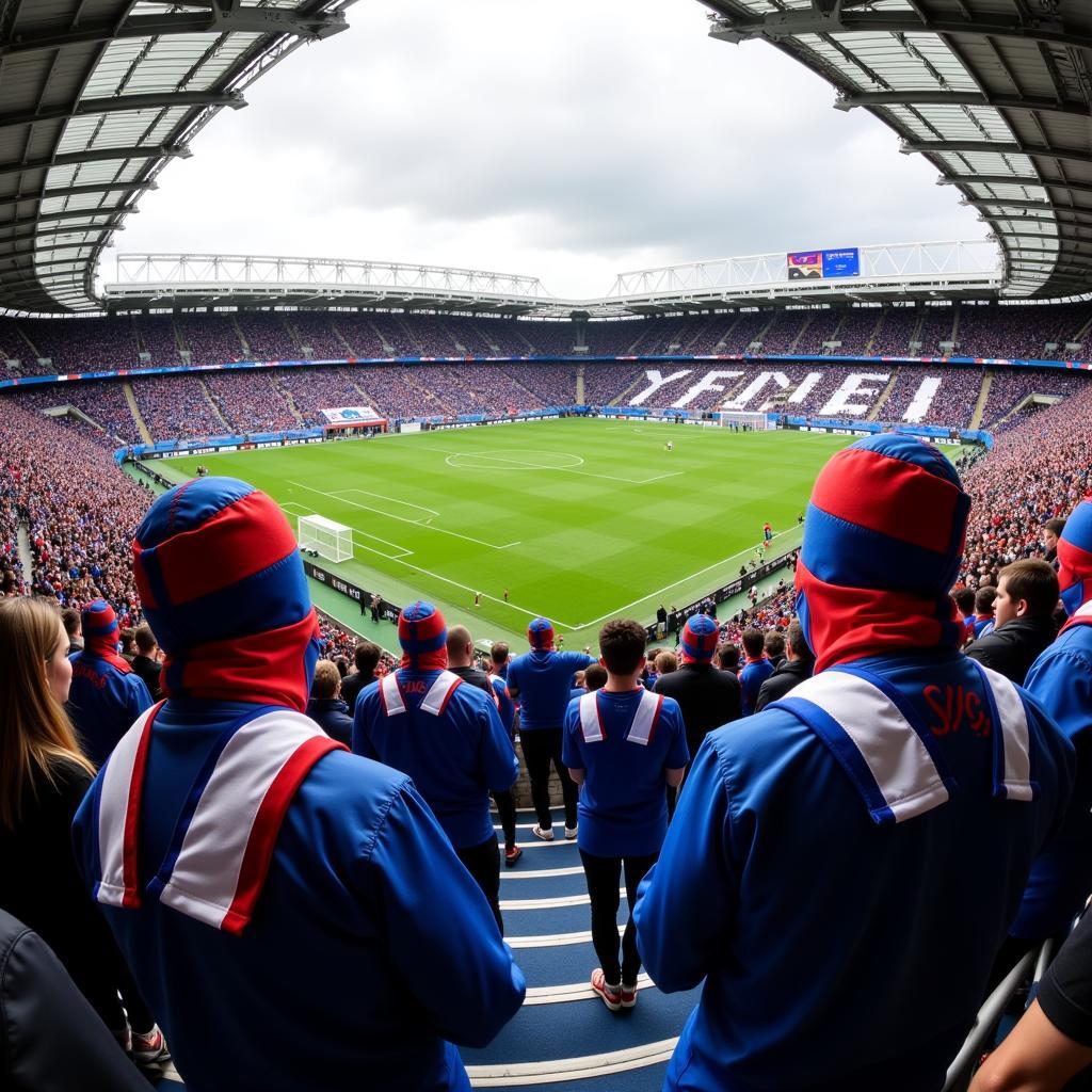 Fans Wearing F7 Facemasks in a Stadium