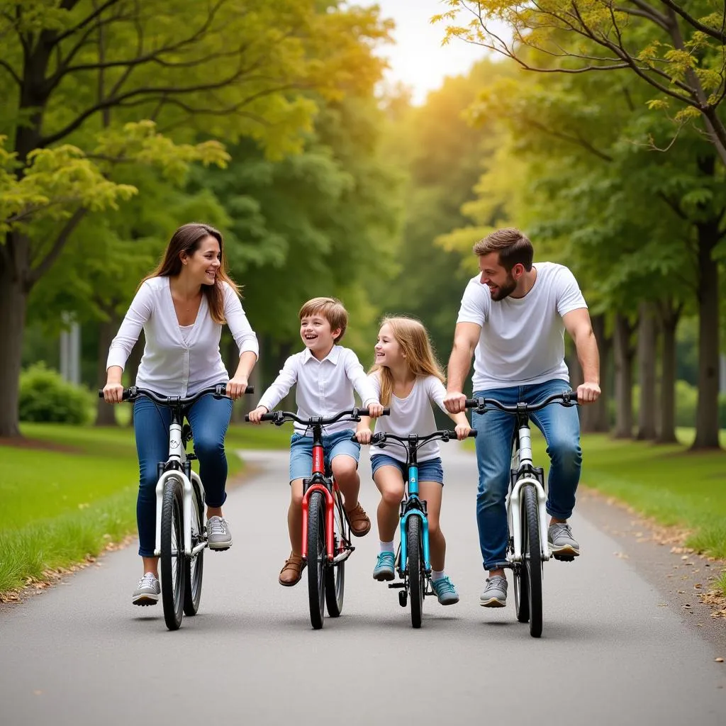 Family Enjoying a Bike Ride on a Scenic Trail