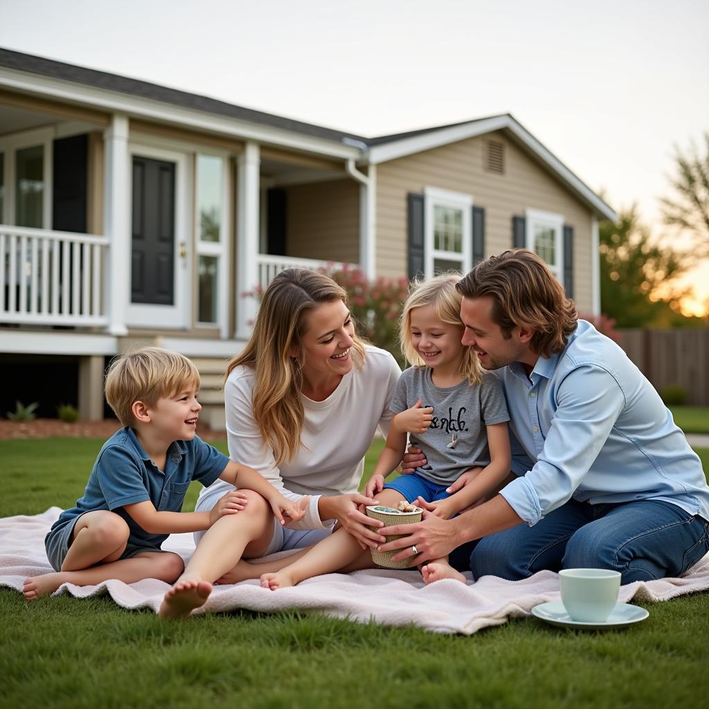 Family Enjoying Outdoor Space at Raven Mobile Home Community