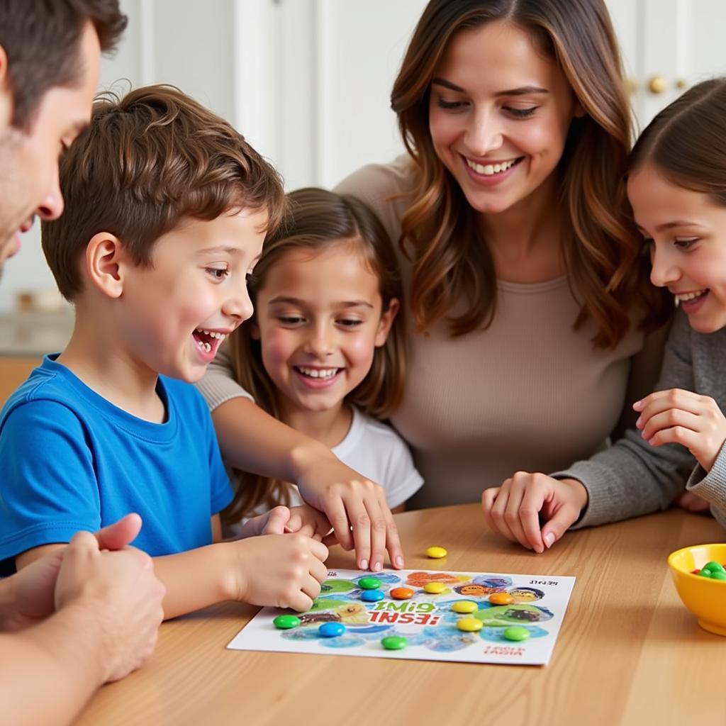 Family engaging in the M&M Feelings Game