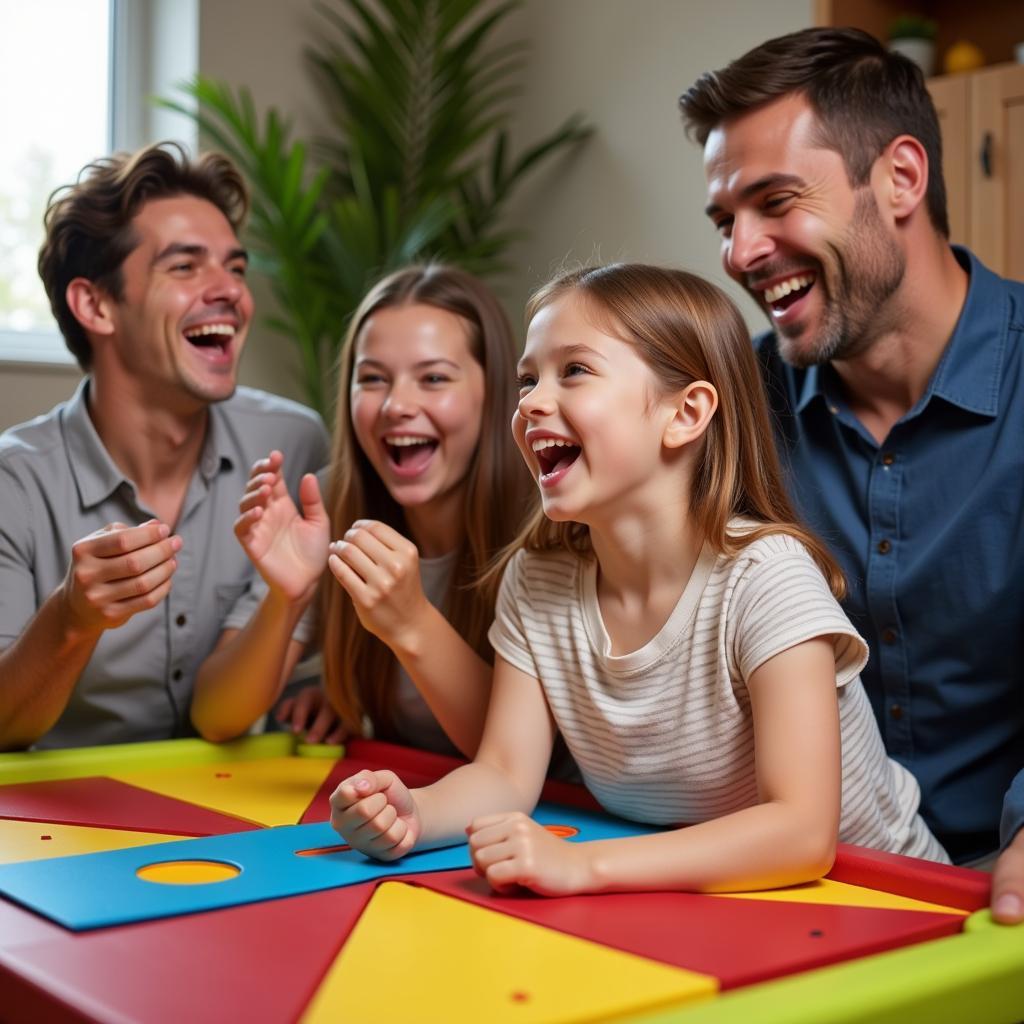 Family Playing Pop-A-Shot