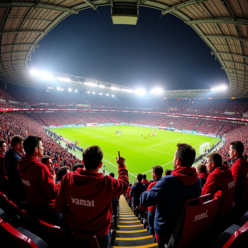 Fans celebrating a Yamal goal