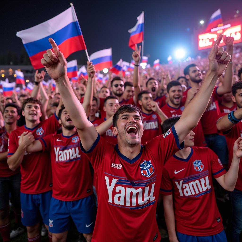 Fans celebrating a Yamal victory